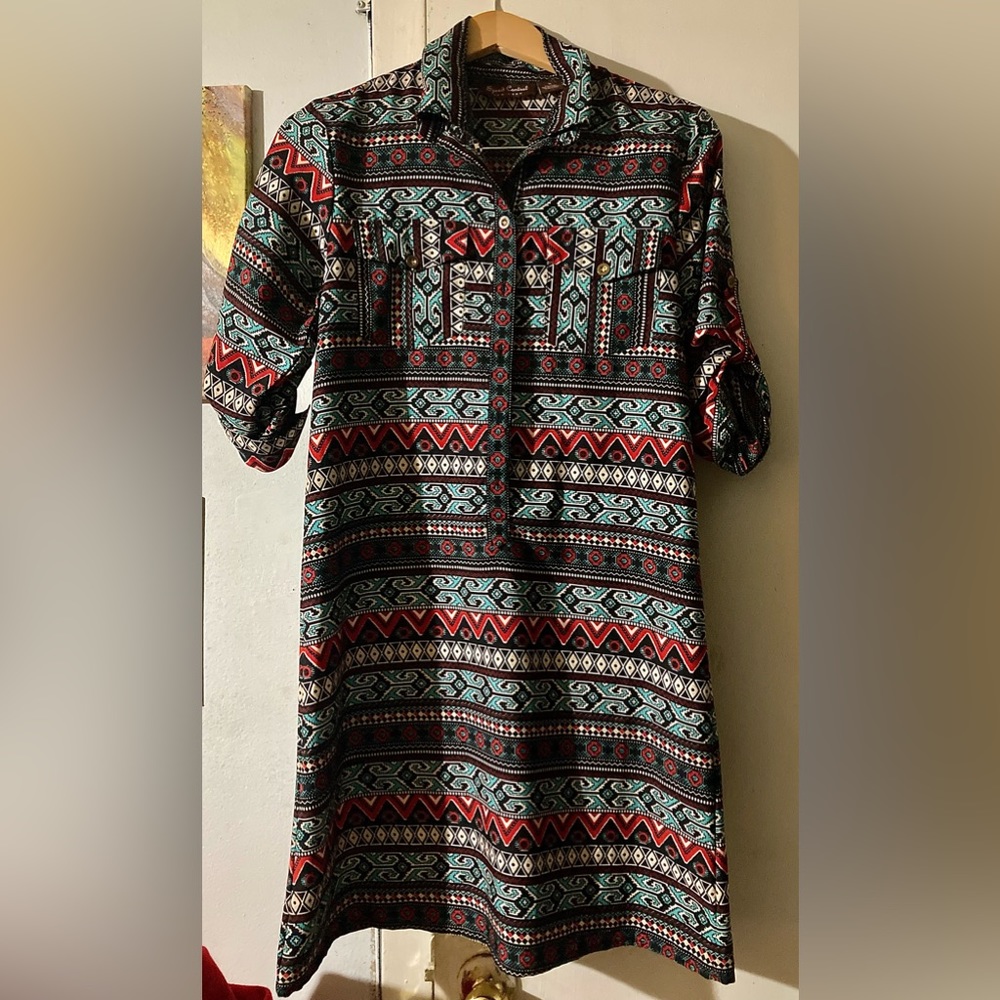 Speed Control women’s medium shirt style dress boho western pattern